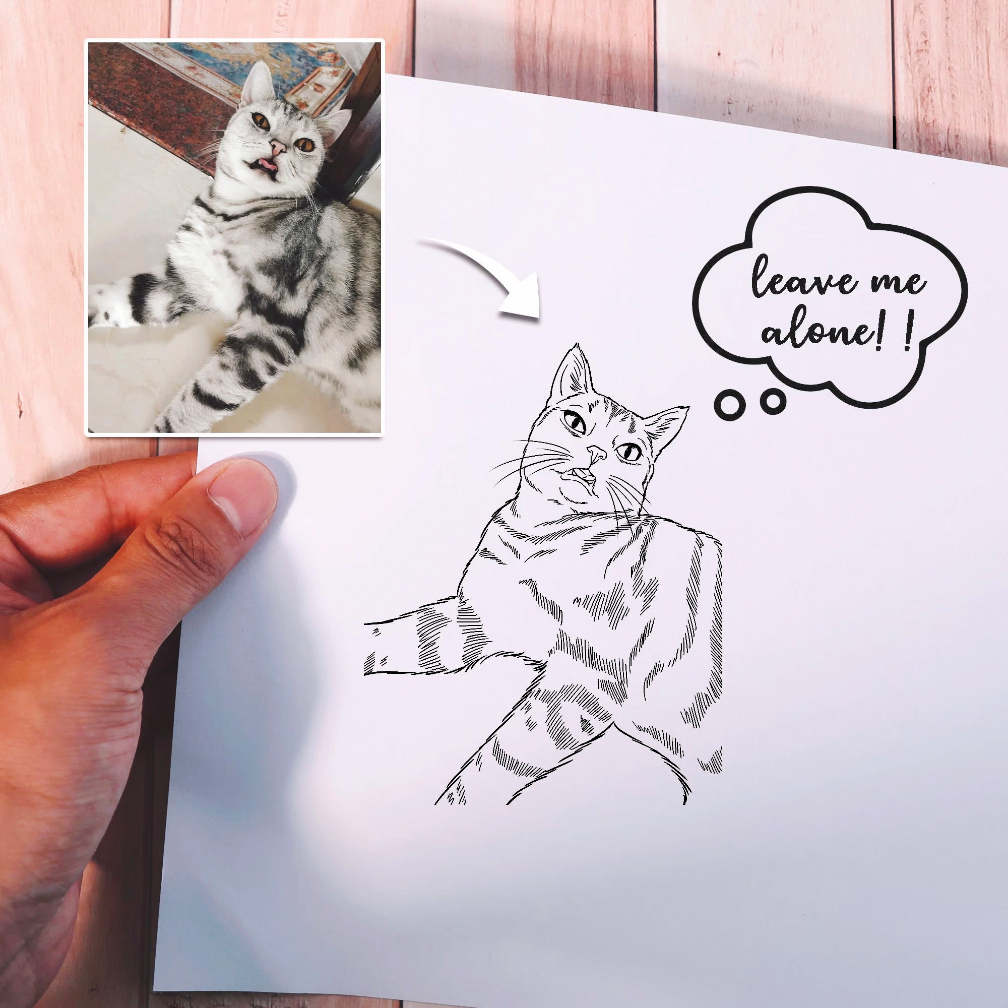 Personalized Custom Pet Rubber Stamp - Hand-Drawn Portraits for Pet Lovers
