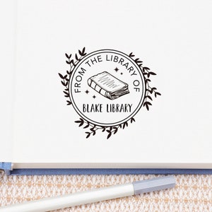 Sello de libro o sello de biblioteca, sello personalizado, sello de relieve, regalos para amantes de los libros, autoentintado o sello de madera