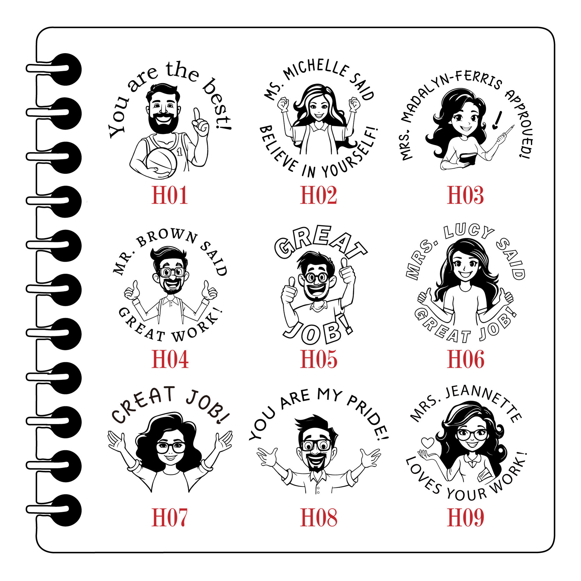 Great Job! Teacher Stamp, Personalized Teacher Stamp, Bitmoji Stamp, Teacher Gift, Custom Stamp, Hand Drawn Teacher Portrait