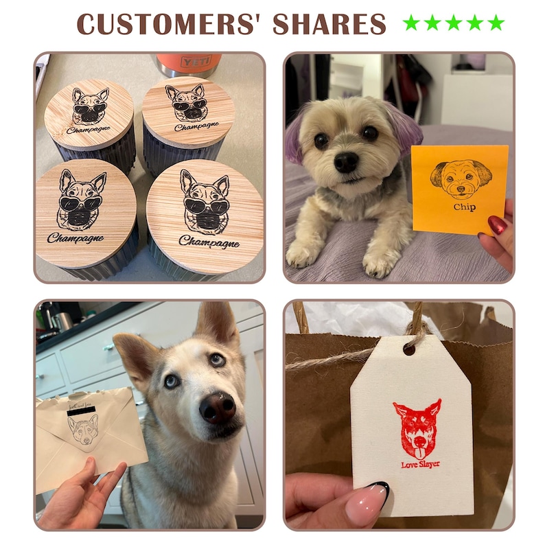 Custom Dog Stamp, Hand Drawn Portrait of Your Pet, Pet Face Stamp, Pet Memorial Gift, Gifts for Pet Lover image 4