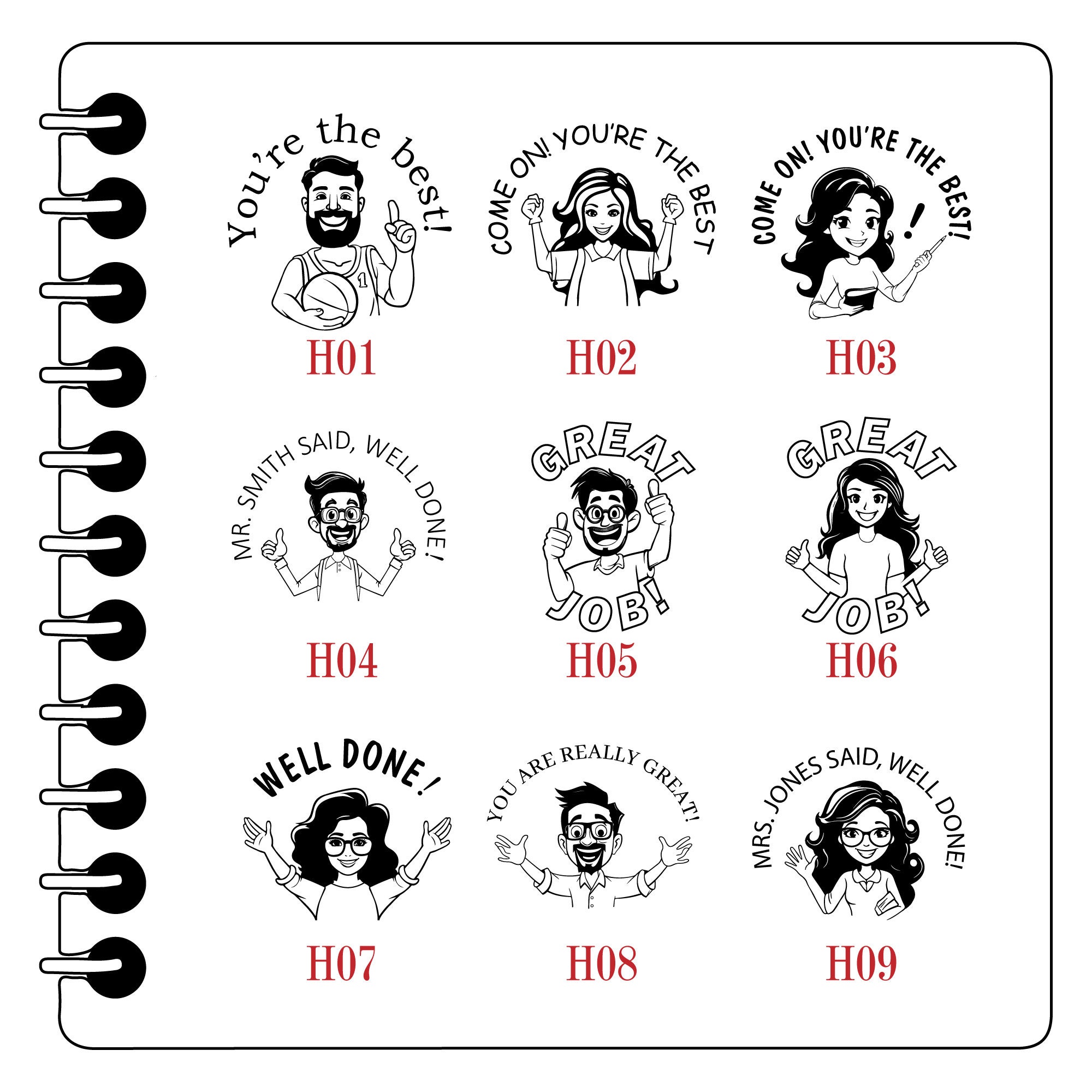 Great Job! Teacher Stamp, Personalized Teacher Stamp, Bitmoji Stamp, Teacher Gift, Custom Stamp, Hand Drawn Teacher Portrait