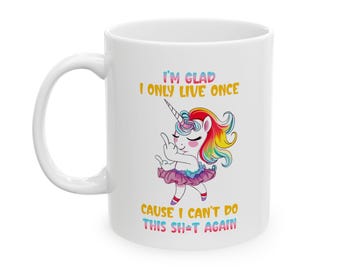 Taza de cerámica con unicornio: cita inspiradora, regalo para amigos, taza de café para la oficina, diseño colorido, bebida motivacional.