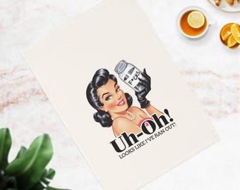 Strofinaccio in cotone con umorismo retrò: decorazione da cucina vintage, regalo divertente