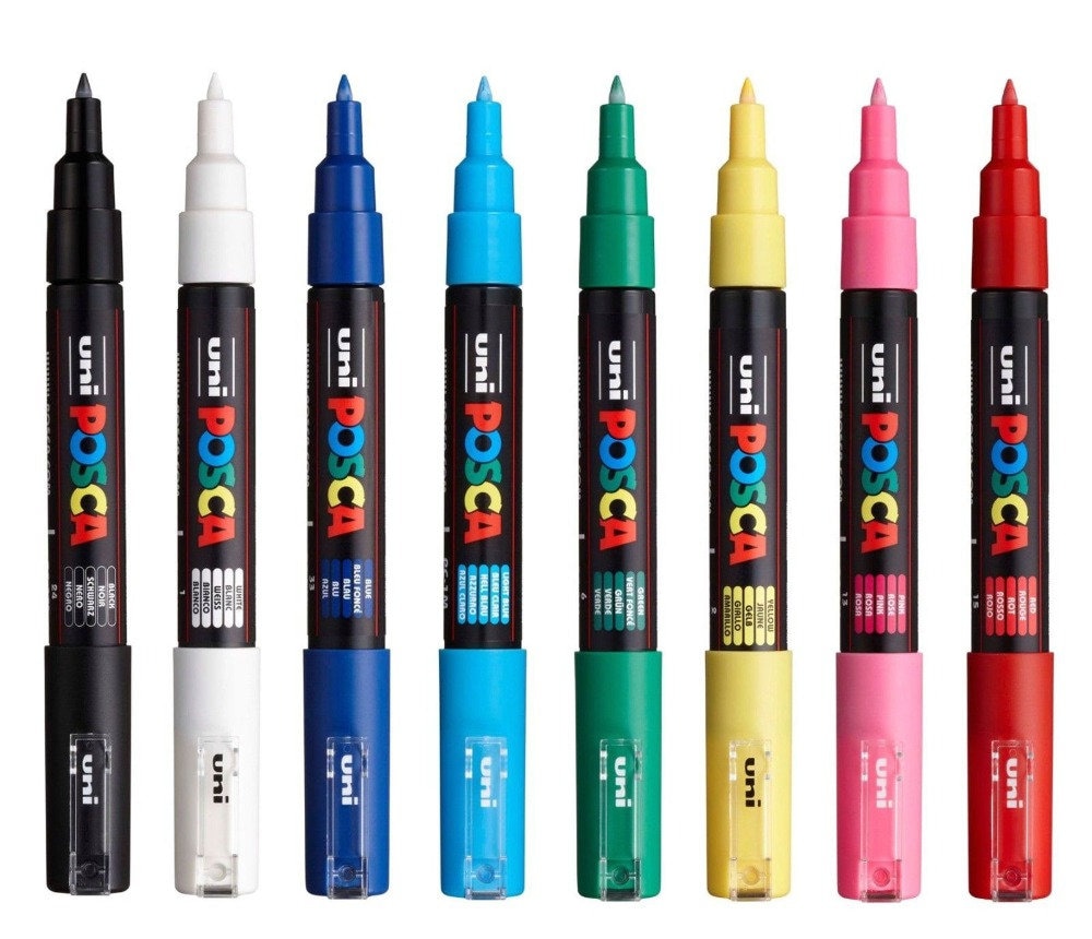 Uni-posca Japan Paint Marker Pen, Extra Fine Point, Set of 8 Color