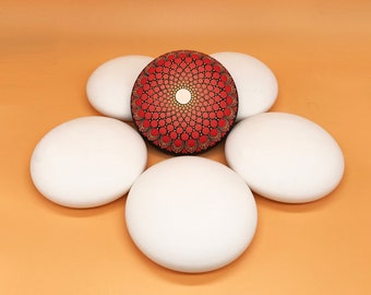 Set of 3 Large Blank Mandala Plaster Stones / Rock - Size 4.5'' Ø / 1.5'' height (LARGE) - Mandala tools For Dot Art
