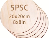 5pcs Round MDF Wood Circles 20x20 cm 8x8 inch for Mandala Painting, DIY Craft Blanks, Wooden Bases for Art and Home Decor