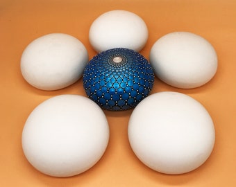 Set of 3 Blank Mandala Plaster Rounded Stones / Rock -  Size 3'' Ø / 1.2'' height (BALL)