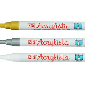 Stylo marqueur extra fin Kuretake Zig acrylique/Posterman - 0,5 mm - Stylo acrylique pour dessin mandala de roches/pierres