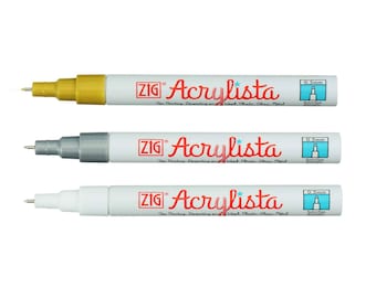 Kuretake Zig Acrylista Extra Fine Marker Pen - 0.5mm - Acrylic Pen for Mandala Rocks / Stones Drawing