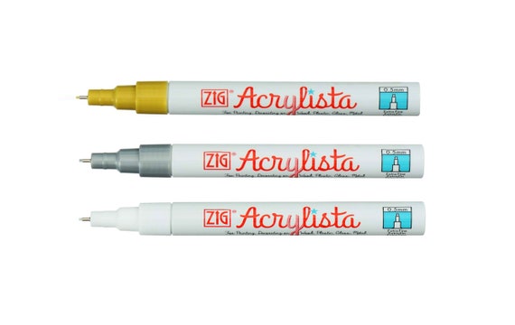 Kuretake Zig Acrylista/Posterman Extra Fine Marker Pen - 0.5mm - Acrylic Pen for Mandala Rocks / Stones Drawing