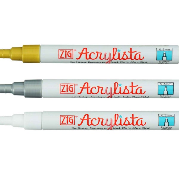 Kuretake Zig Acrylista Extra Fine Marker Pen - 0.5mm - Acrylic Pen for Mandala Rocks / Stones Drawing