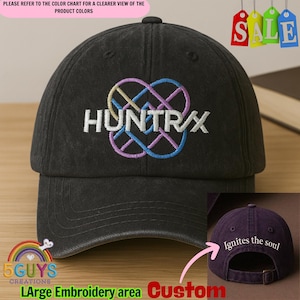 Kpop Hunter 3D PUFF Embroidered Hat – Huntryx Girl Group Cap – Y2K Aesthetic Baseball Cap Featuring Rumi, Mira, Zoey – Kpop Fan Gift