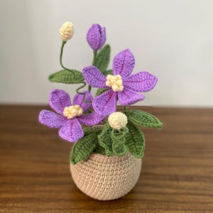 Crochet Flowers in Pot Flowers Knitted Flower Handmade flowers for Home Room Office Car Decoration orchid