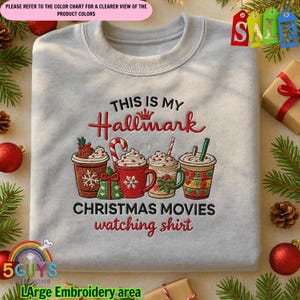 Sweat brodé C&#39;est mon film, chemise films de Noël, col rond esprit vacances, joli cadeau de Noël, chemise de Noël confortable