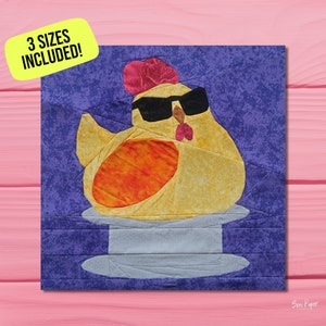 Bobbin Chicken Foundation Paper Piecing Pattern in 3 sizes, Instant Download
