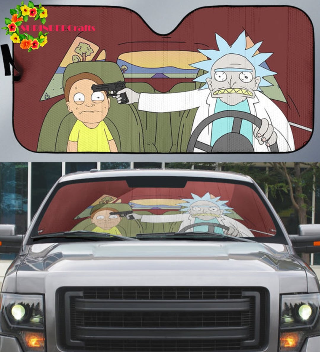 Rick and Morty Auto Car Sun Shaderick and Morty Windshield Etsy
