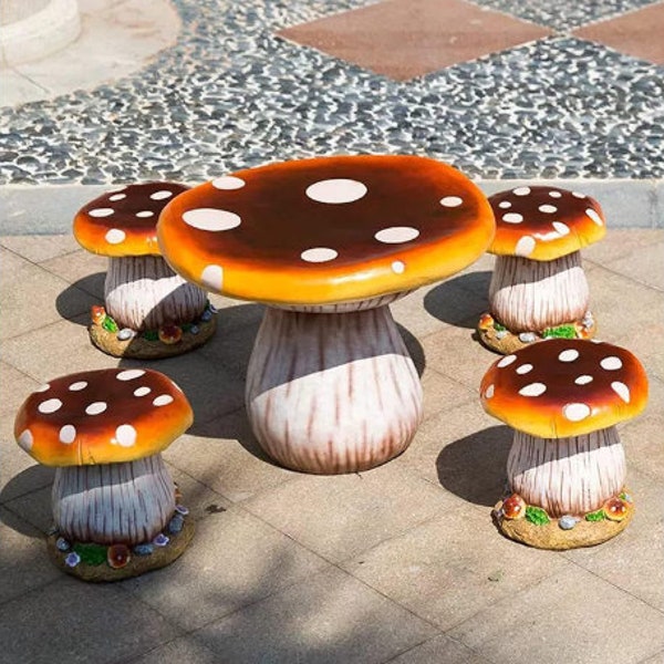 Outdoor Mushroom Table and Stools Etsy