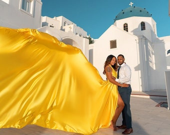 Vliegjurk Santorini vliegjurk Zwierige jurk voor fotoshoot Lange vliegjurk