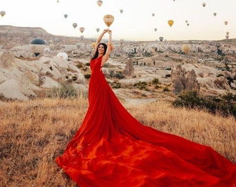 Flying dress for photoshoot - long flying dress - photoshoot dress - wedding dress - birthday dress - flowy dress  - Gift for Her