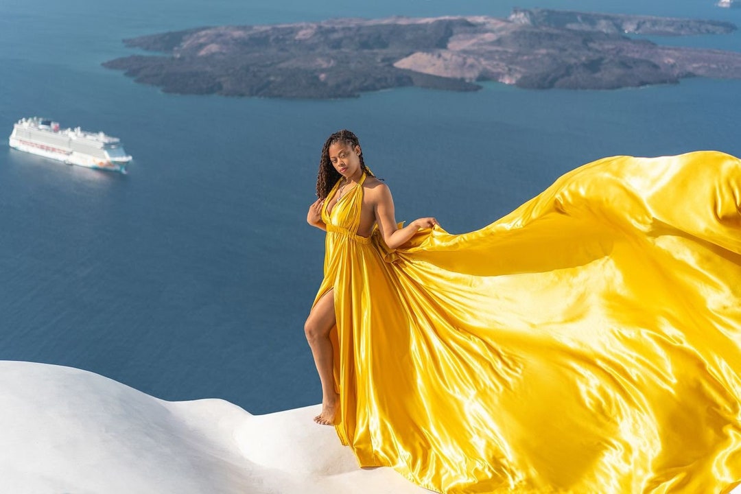 Yellow Flying Dress, Flying Dress for Photoshoot, Wedding Dress ...
