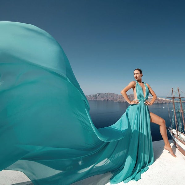 Flying Dress | Flying Dress for Photoshoot | Photoshoot Dress | Flowy Dress | engagement dress | Santorini Flying Dress | Infinity Dress
