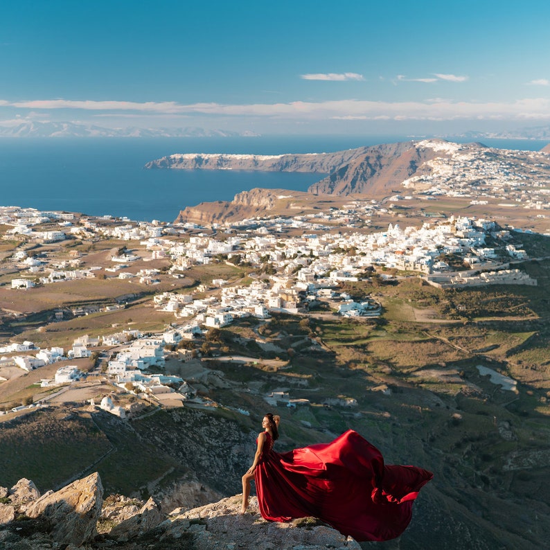 Long Flying Dress, Flying Dress for Photoshoot, Long Train Dress, Photoshoot Dress, Flowy Dress, Satin Dress, Santorini Flying Dress