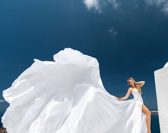 Korset Vliegende jurk | trouwjurk | lange vliegende jurk | vliegende jurk voor fotoshoot | verlovingsjurk | verjaardag jurk