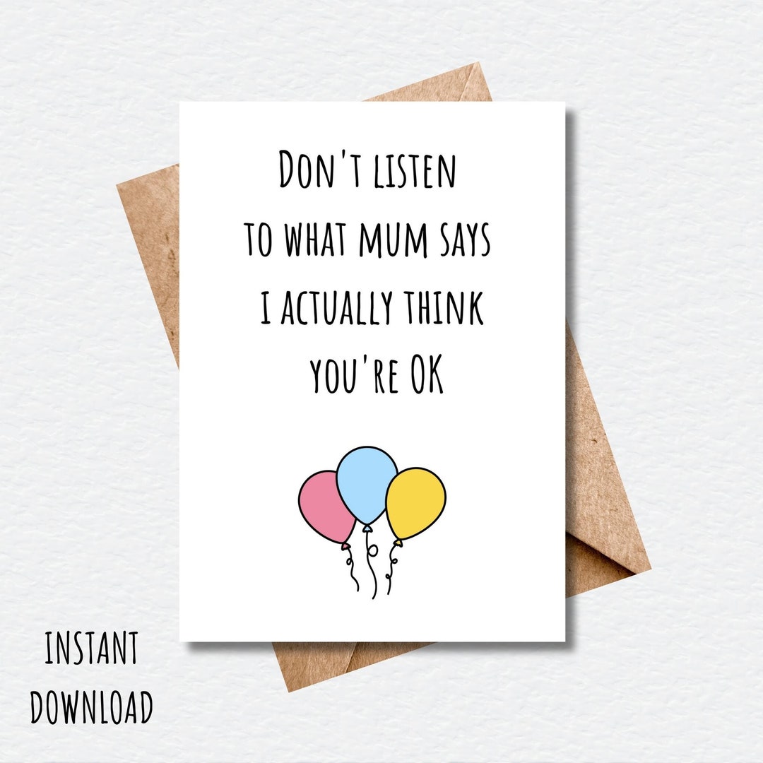 Printable Funny Card Card for Sister Card for Brother - Etsy