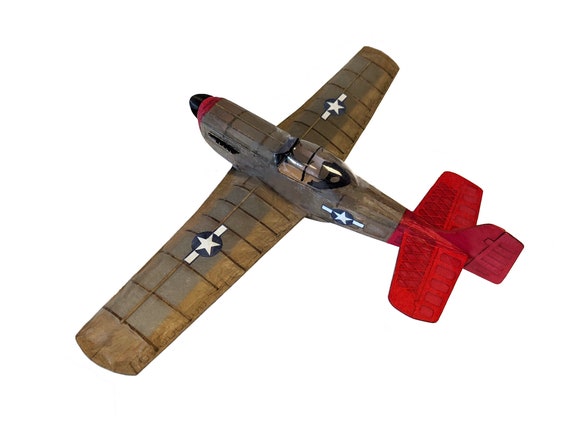 P51 Mustang Balsa Free Flight Model Kit Vintage Airplane Ww2 Gift
