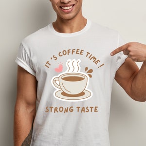 T-shirt café, heure du café, cadeau chemise café, T-shirt amateur de café, horloge à café