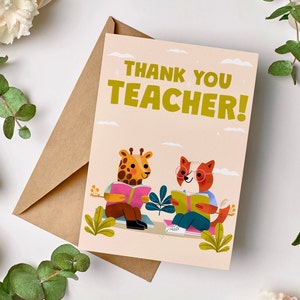 Carte de remerciement imprimable pour professeur | Carte de remerciement téléchargeable pour enseignants | Imprimer à la maison | Cadeau pour professeur | Fin de mandat | Retour à l'école