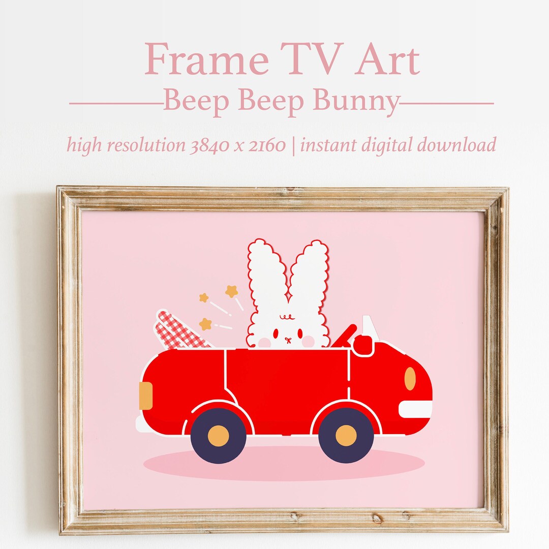 Pink Cute Bunny Frame TV Art Kawaii Frame TV Art Bunny Etsy