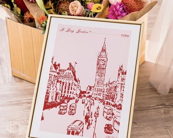 Printable So Long London Art Print | London Wall Art | Line Art Print | Gallery Wall Art | Subtle Music Poster | Gift for Her JPG PNG