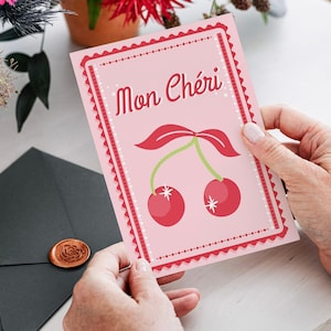 Printable Valentines Card | Instant Download Galentines Card| Mon Cheri Card | Cute Aesthetic Printable Card| Instant Download