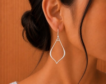 Minimalist Sterling Silver Teardrop Earrings, Handmade Boho Drop Earrings, Everyday Gift for Women