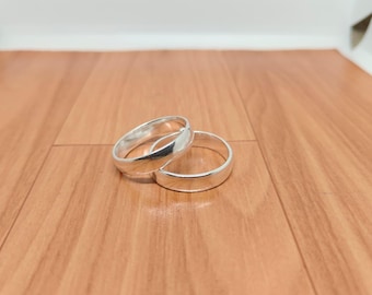 Set of Silver Stacking Rings, Minimalist Wide Band Boho Jewelry