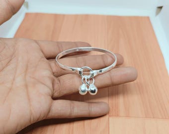 Sterling Silver Ball Bangle, Unisex Bracelet, Minimalist Boho Jewelry
