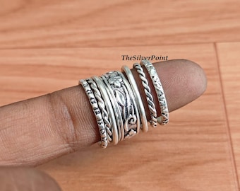 7 Pics Boho Stacking Ring Set, Minimalist Stackable Band Rings, Designer Jewelry