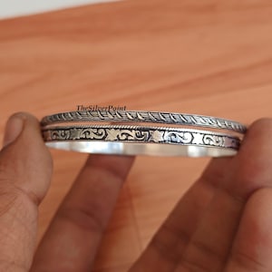 Handcrafted Silver Bangles Set, Detailed Engraved Bracelets, Minimalist Boho Stack Jewelry