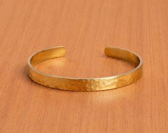 Hammered Brass Cuff Bracelet, Minimalist Open Bangle,  Adjustable Bracelet, Gift for Her