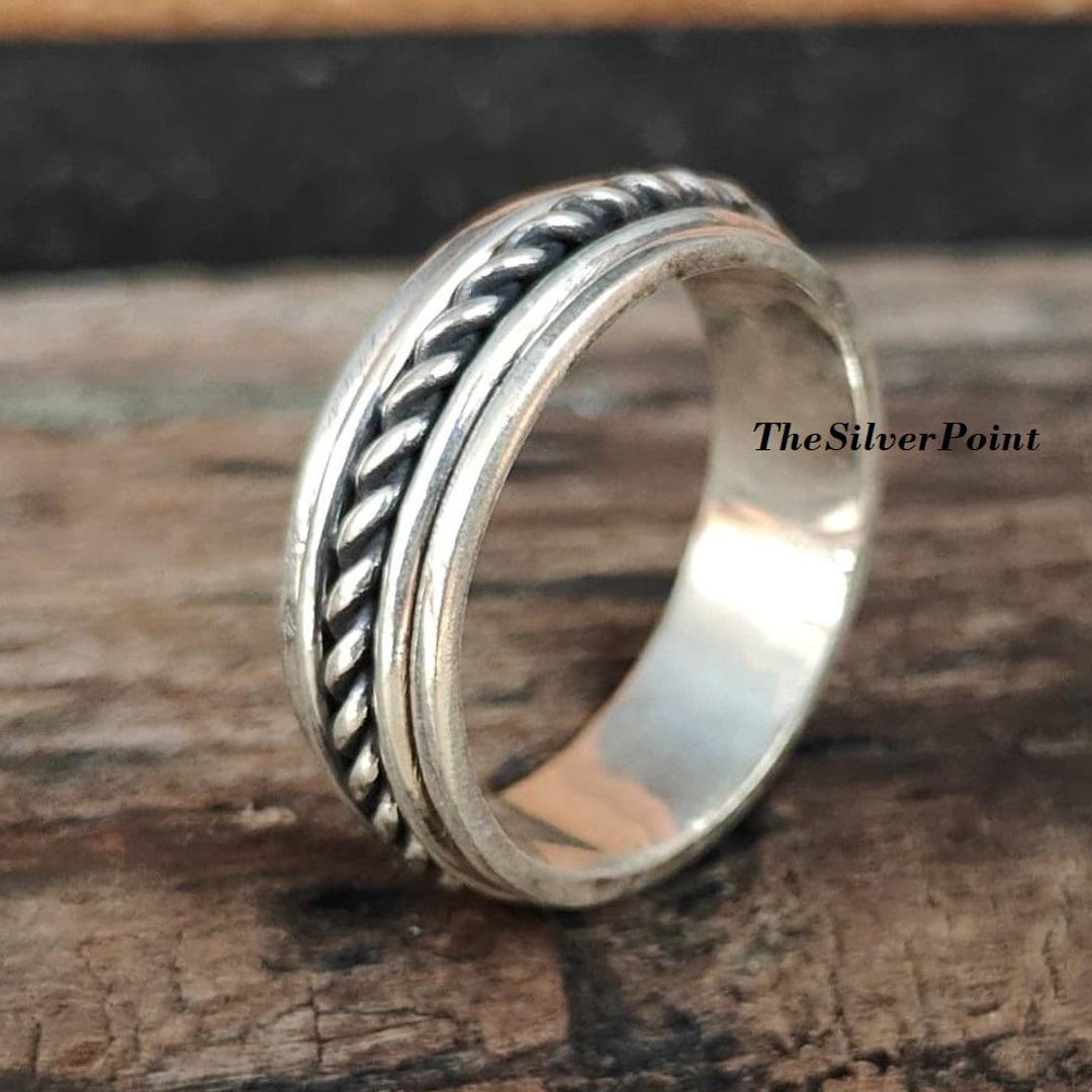 925 Silver Spinner Ring – Anxiety Fidget Handmade Sterling Silver ...