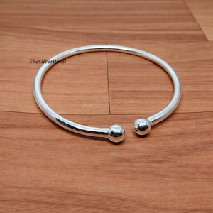925 sterling silver Handmade Men's Bangle, Silver Adjustable Ball Bangles