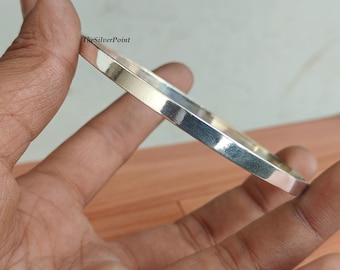 Plain Silver Bangle, Minimalist Smooth Bracelet, Silver Cuff, Simple Everyday Jewelry