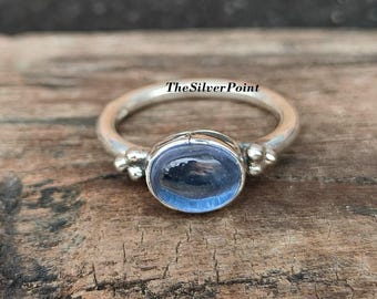 Iolite Gemstone Ring: Boho 925 Sterling Silver, Deep Blue Stone