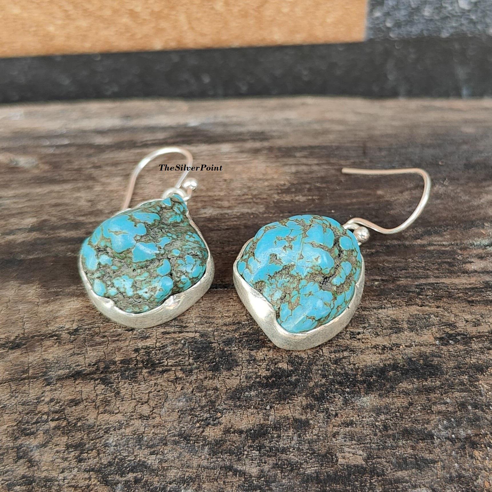 Sterling Silber Türkis Ohrringe: Boho Edelstein Schmuck