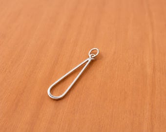 Sterling Silver Teardrop Pendant, Minimalist Drop Charm, Modern Open Teardrop Necklace,