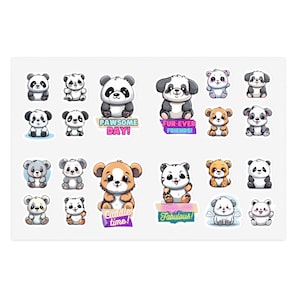 Adorable Squad - Hoja de pegatinas (20 pegatinas) - Animales de dibujos animados lindos, tiernos y gorditos