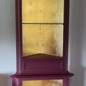 Refinished Vintage 1970's Modern  /Purple Drinks,Gin Cabinet Set,  Painted Furniture, Gold Leafing Furniture