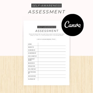 Self Awareness Anticipation Guide Canva Template Digital Mindfulness Tool for Personal Growth, Guided Reflection, Classroom and Therapy Use