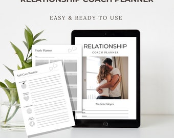 Relationship Coach Digital Download Planner | Therapy Workbook | Valentine’s Goal Setting and Financial Workbook | Weekly Workout Planner
